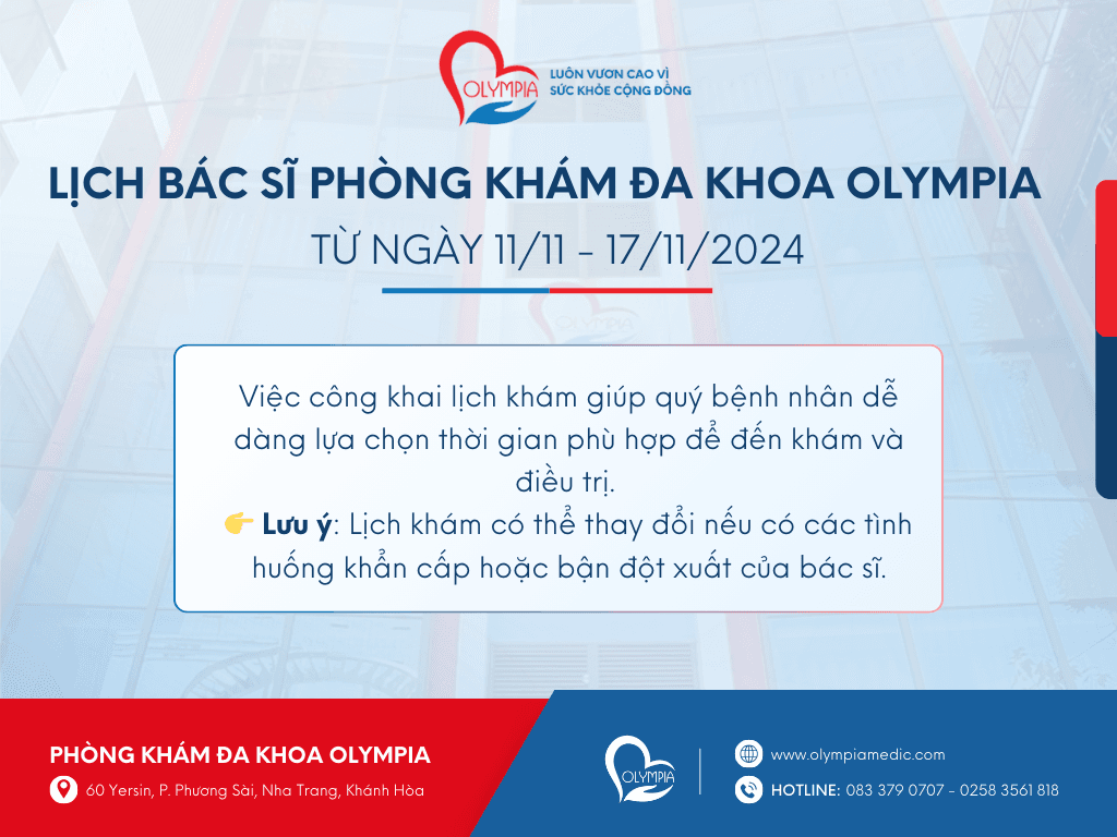 Lịch Khám Tuần Olympia - Phòng khám đa khoa Olympia