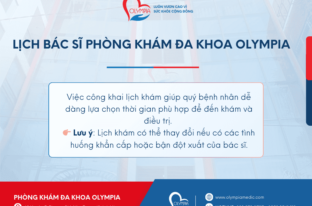 Lịch Khám Tuần Olympia LỊCH BÁC SĨ PHÒNG KHÁM ĐA KHOA OLYMPIA - nha trang