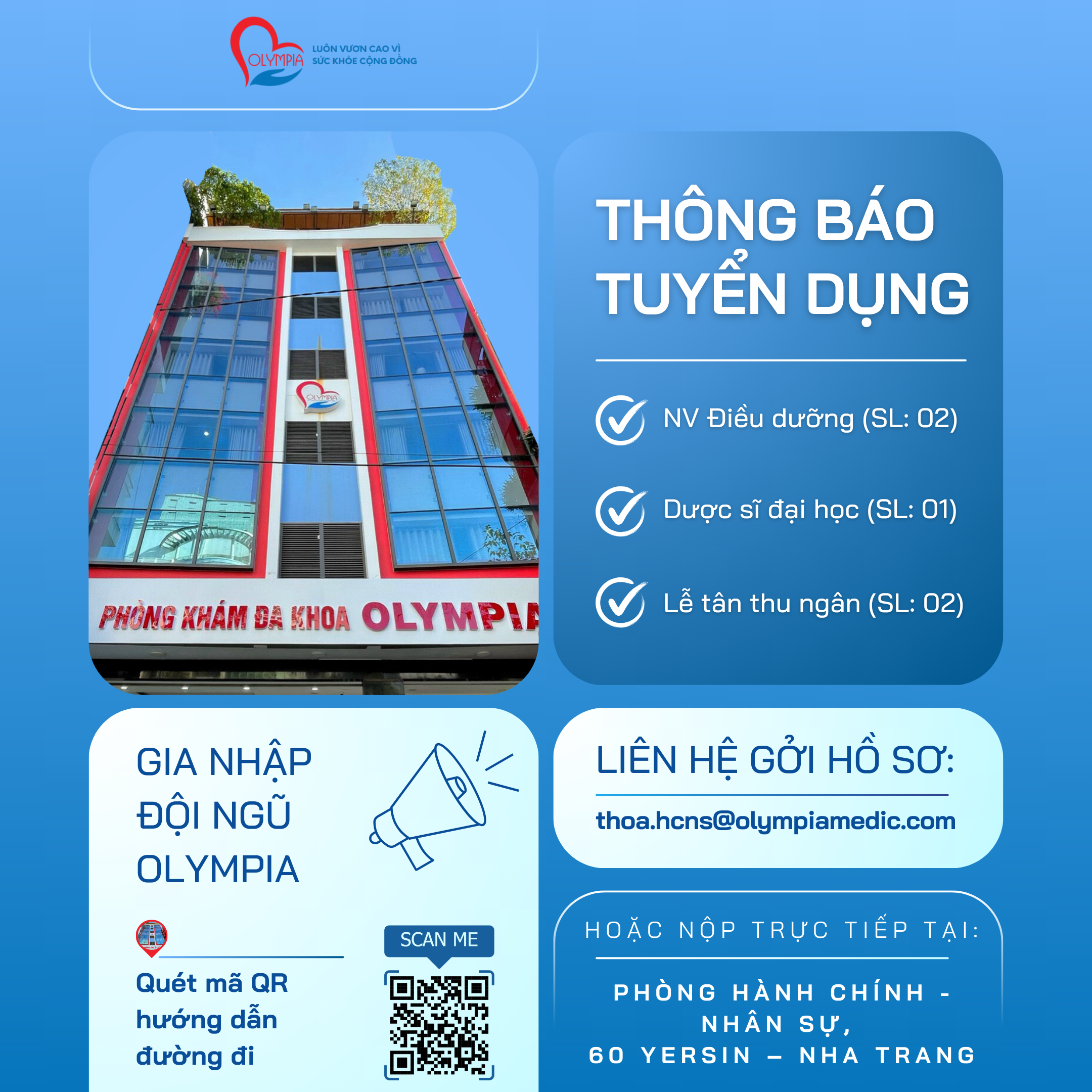 tuyển dụng quý 2 năm 2025 phòng khám đa khoa olympia