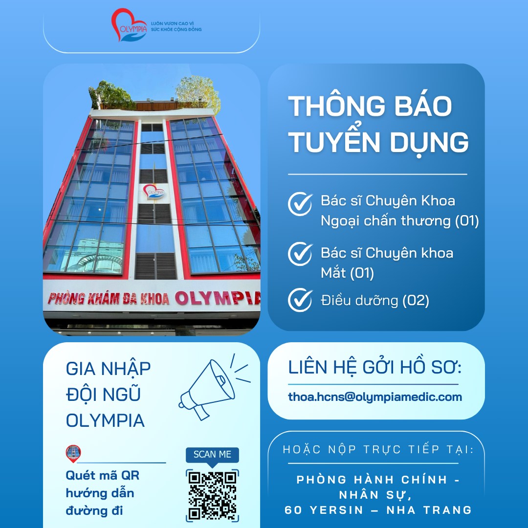 tuyển dụng quý 3 - 2025 , phòng khám đa khoa olympia - tuyển bác sĩ, điều dưỡng
