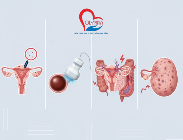 Tùy vị trí và độ sâu xâm lấn, lạc nội mạc tử cung có thể được chia thành 4 thể