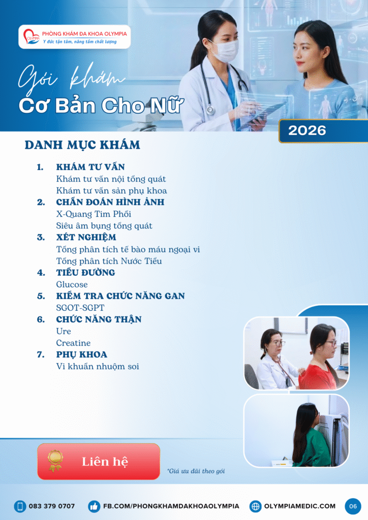 11 ƯU ĐÃI GÓI KHÁM tổng quát nữ 2026 - phòng khám đa khoa Olympia