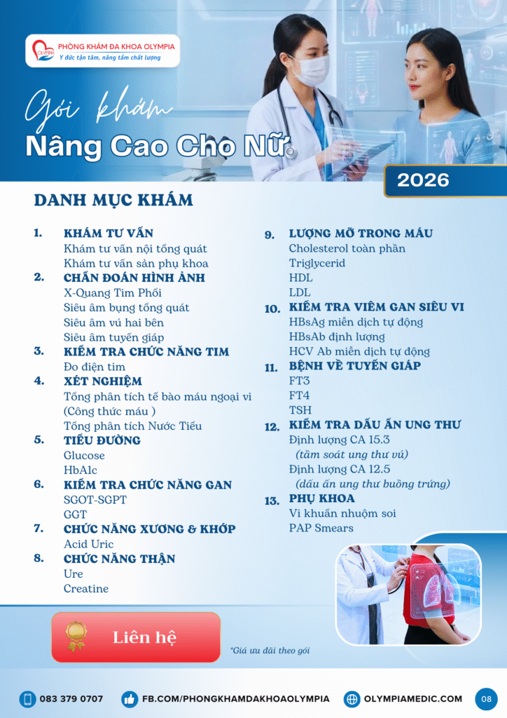 13 ƯU ĐÃI GÓI KHÁM tổng quát nữ 2026 - phòng khám đa khoa Olympia