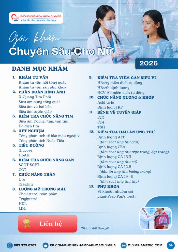14 ƯU ĐÃI GÓI KHÁM tổng quát nữ 2026 - phòng khám đa khoa Olympia