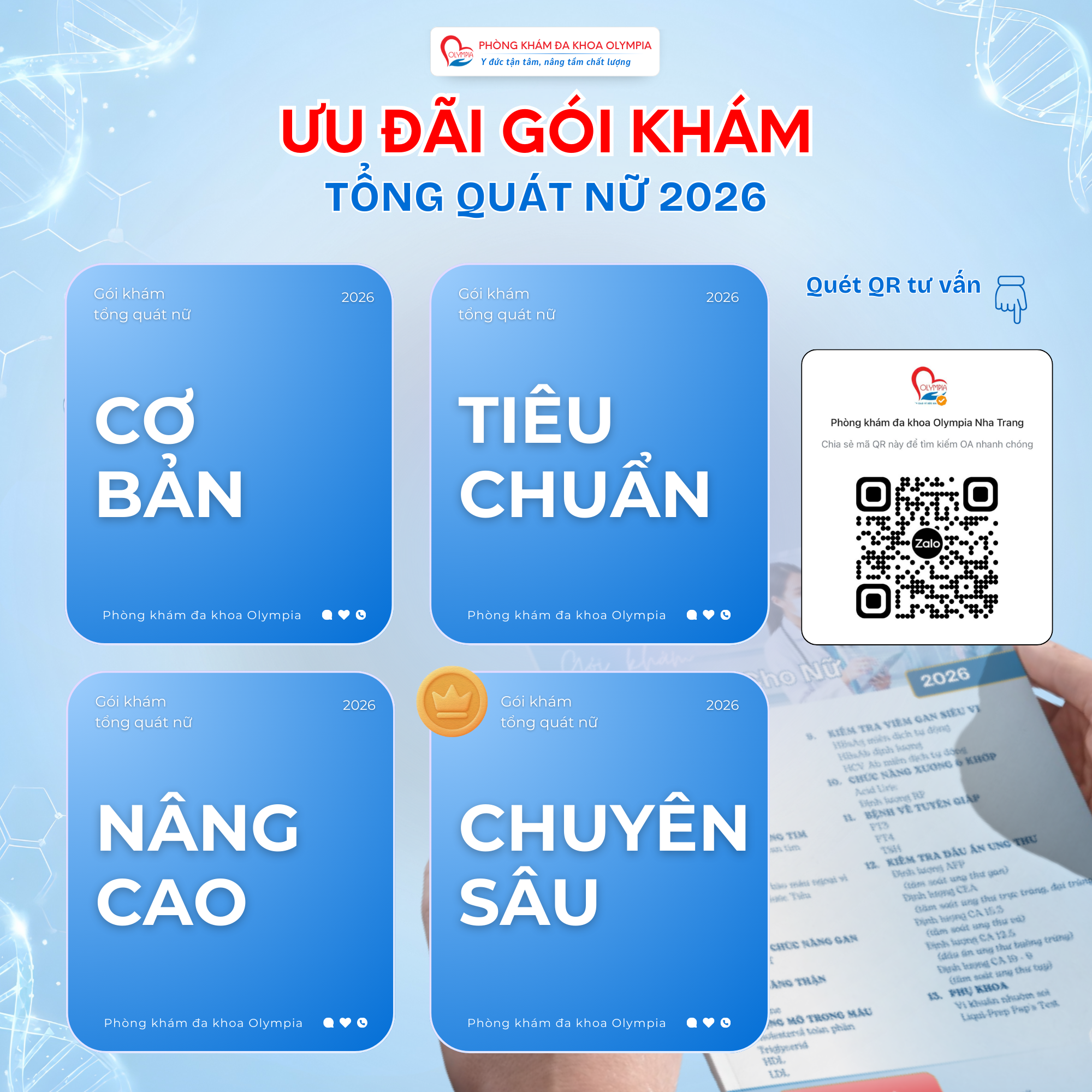 3 ƯU ĐÃI GÓI KHÁM tổng quát nữ 2026 – phòng khám đa khoa Olympia 3 ƯU ĐÃI GÓI KHÁM tổng quát nữ 2026 - phòng khám đa khoa Olympia