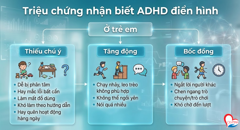 Triệu chứng nhận biết ADHD điển hình