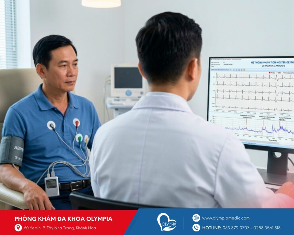 dịch vụ Holter huyết áp 24h và Đo điện tâm đồ 24h tại Phòng khám đa khoa olympia nha trang