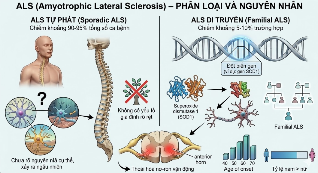 ALS tự phát (Sporadic ALS) và ALS di truyền