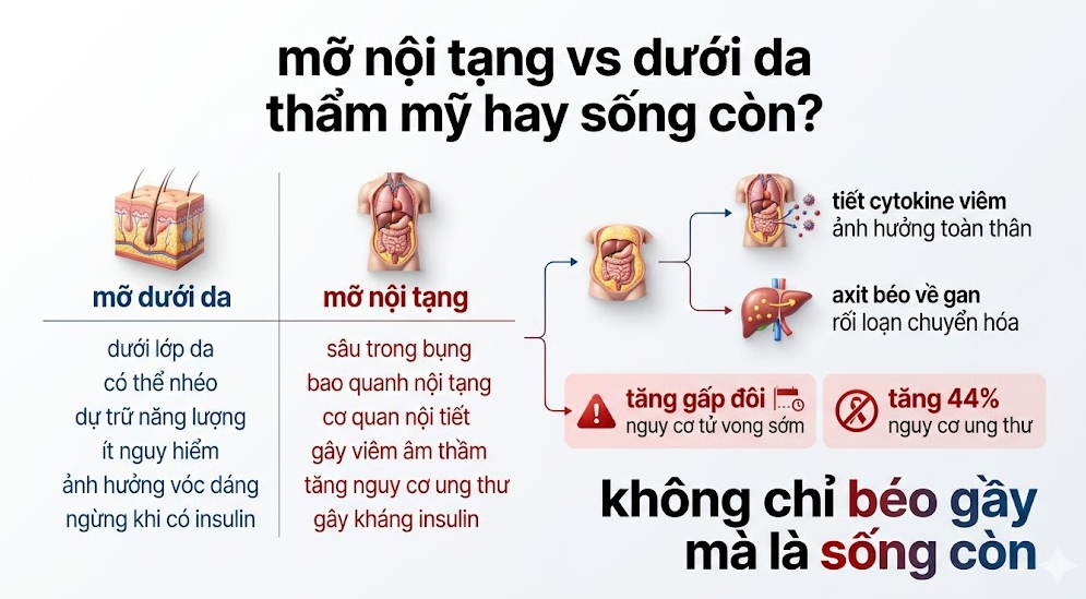 mỡ nội tạng với mỡ dưới da - olympia