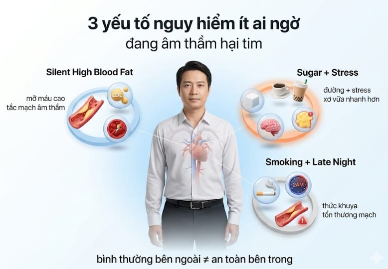 3 yếu tố nguy hiểm âm thầm hại tim