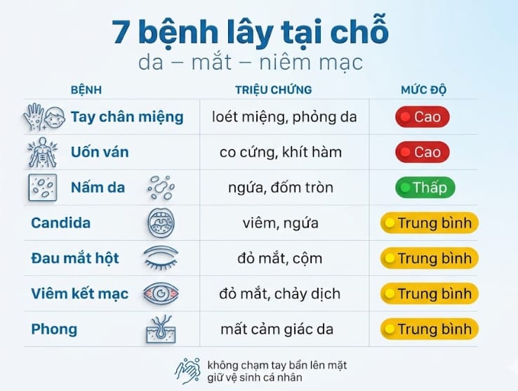7 bệnh truyền nhiễm lây tại chỗ