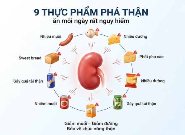 9 thực phẩm phá thận - ăn mỗi ngày rất nguy hiểm