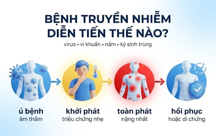 bệnh truyền nhiễm diễn tiến thế nào