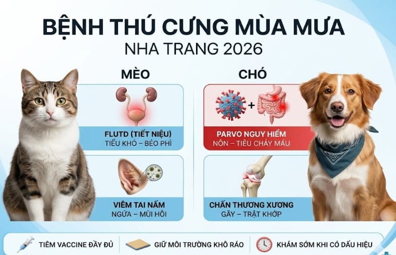 các bệnh thú cưng mùa mưa