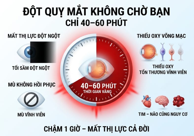 đột quỵ mắt không chờ bạn - chậm 1 giờ - mất thị lực cả đời