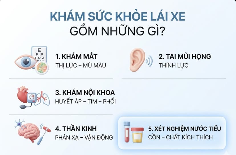 khám sức khỏe lái xe gồm những gì