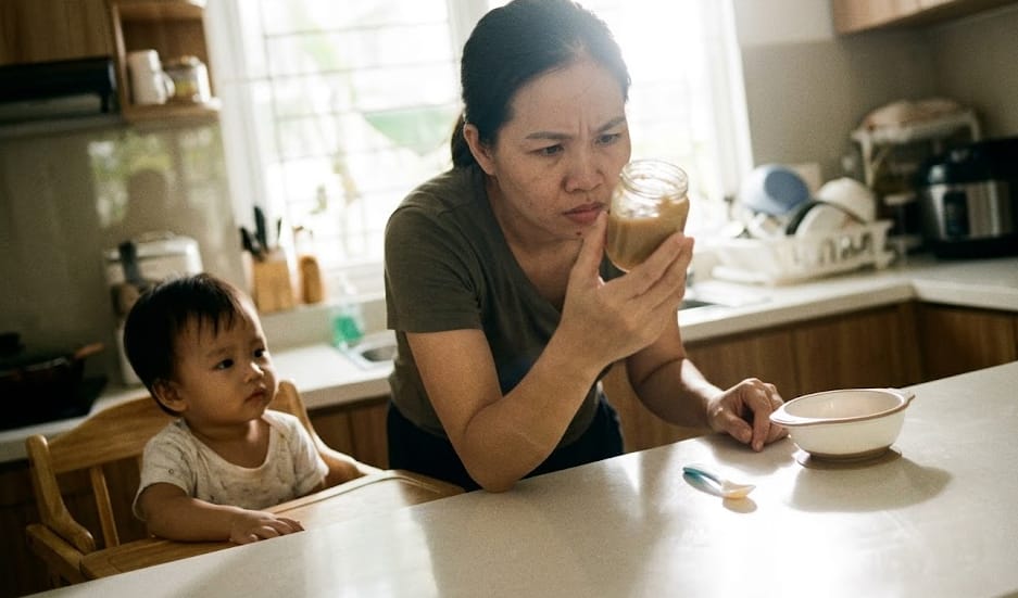 kiểm tra hũ ăn dặm trước khi dùng - olympia