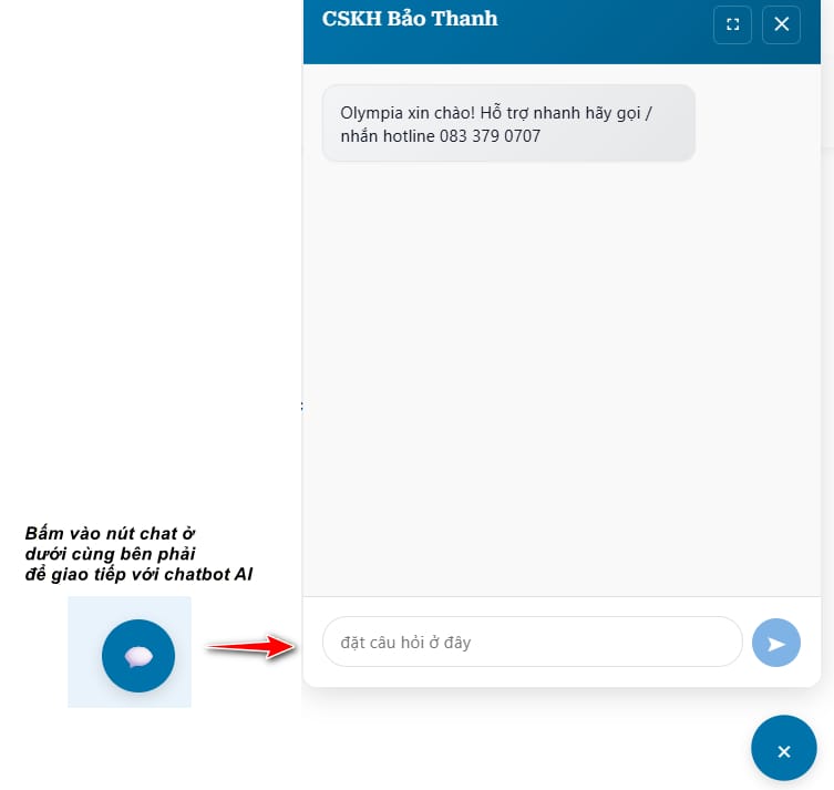 hướng dẫn dùng chatbot ai của phòng khám đa khoa olympia