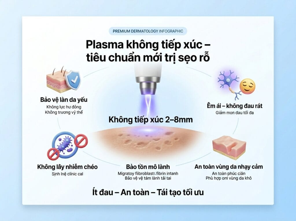 plasma không tiếp xúc - tiêu chuẩn mới trị sẹo rỗ