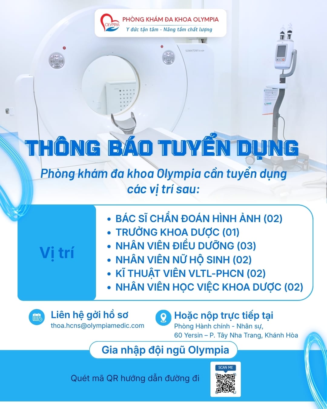 thông báo tuyển dụng - kĩ thuật viên x-quang - olympia - bác sĩ chẩn đoán hình ảnh - trưởng khoa dược - điều dưỡng - nữ hộ sinh (2)