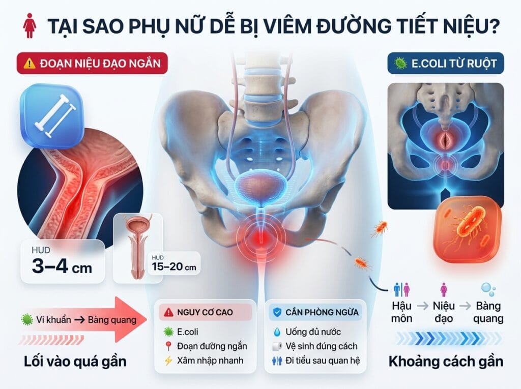 tại sao phụ nữ dễ viêm đường tiết niệu