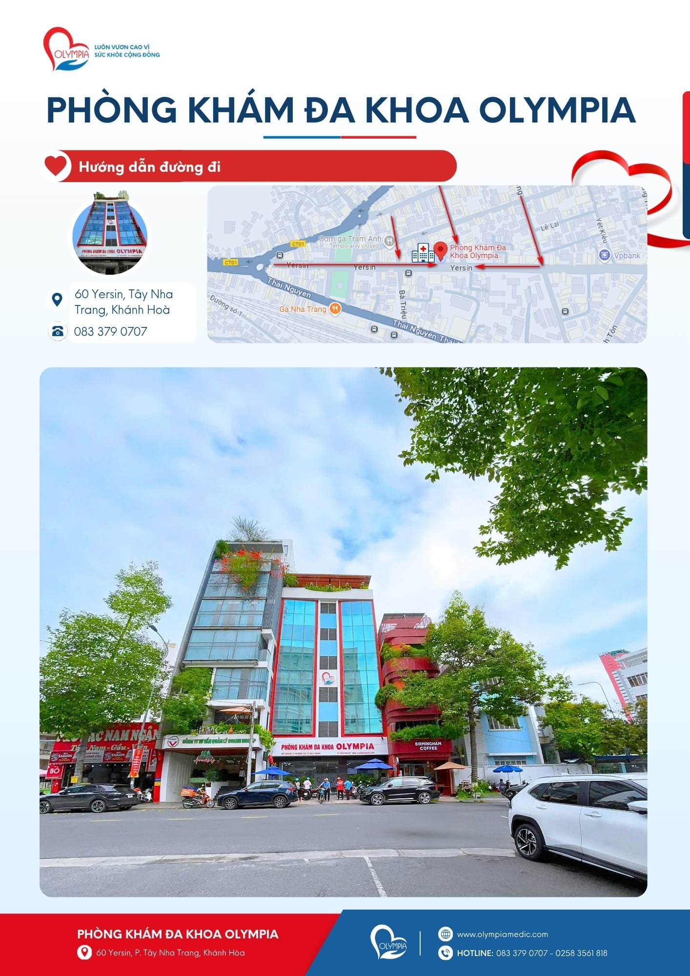 Bản đồ đường đi đến Phòng khám Đa khoa Olympia, 60 Yersin, Nha Trang