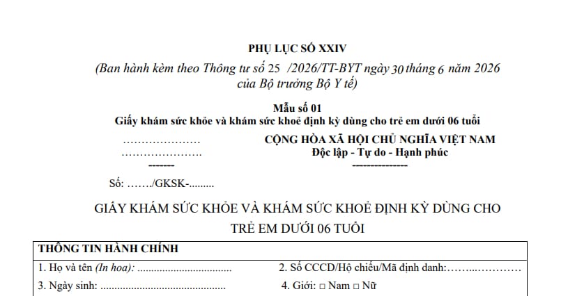 Thông tư 25 mẫu giấy khám sức khỏe Thông tư 25 mẫu giấy khám sức khỏe