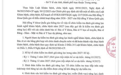 HƯỚNG DẪN CHUẨN BỊ KỲ KIỂM TRA ĐÁNH GIÁ NĂNG LỰC HÀNH NGHỀ KHÁM BỆNH, CHỮA BỆNH 2027