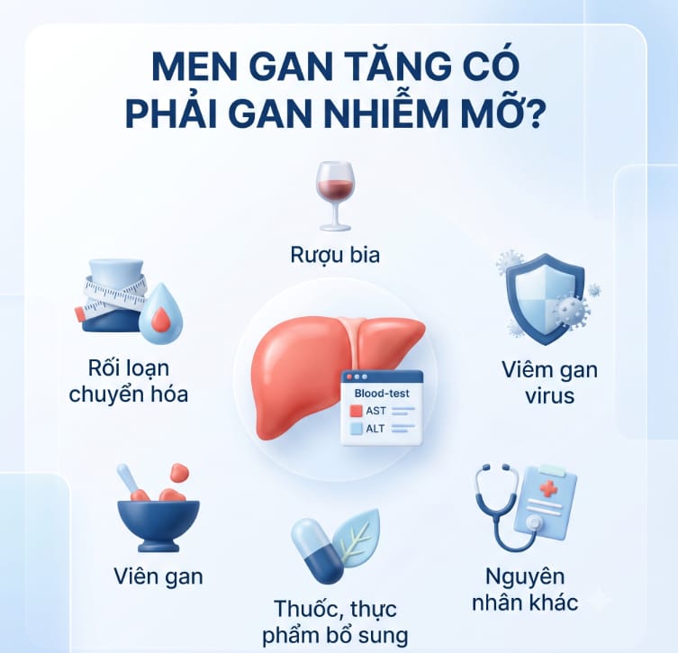 Men gan tăng có phải là gan nhiễm mỡ không