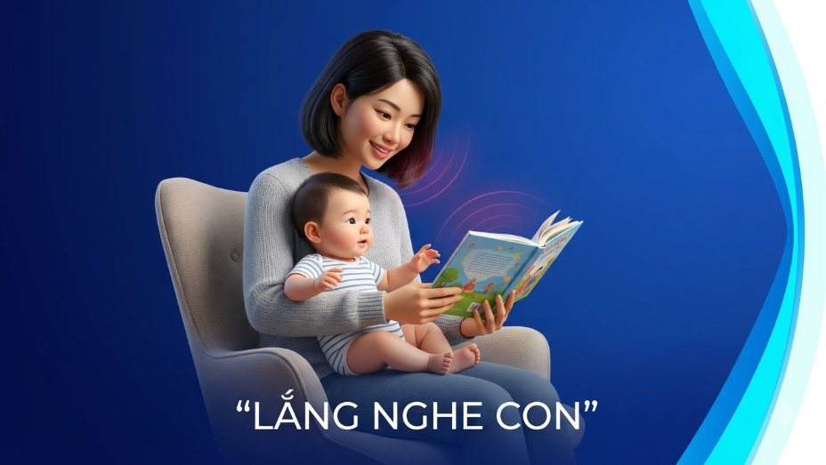 Bố mẹ trò chuyện, đọc sách và quan sát phản ứng của bé với âm thanh