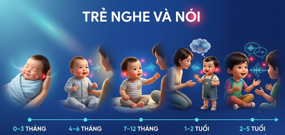 Các mốc phát triển thính giác và lời nói của trẻ từ sơ sinh đến 5 tuổi