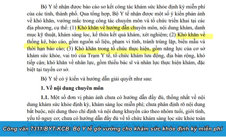Công văn 7311/BYT-KCB của Bộ Y tế hướng dẫn khám sức khỏe định kỳ miễn phí toàn dân
