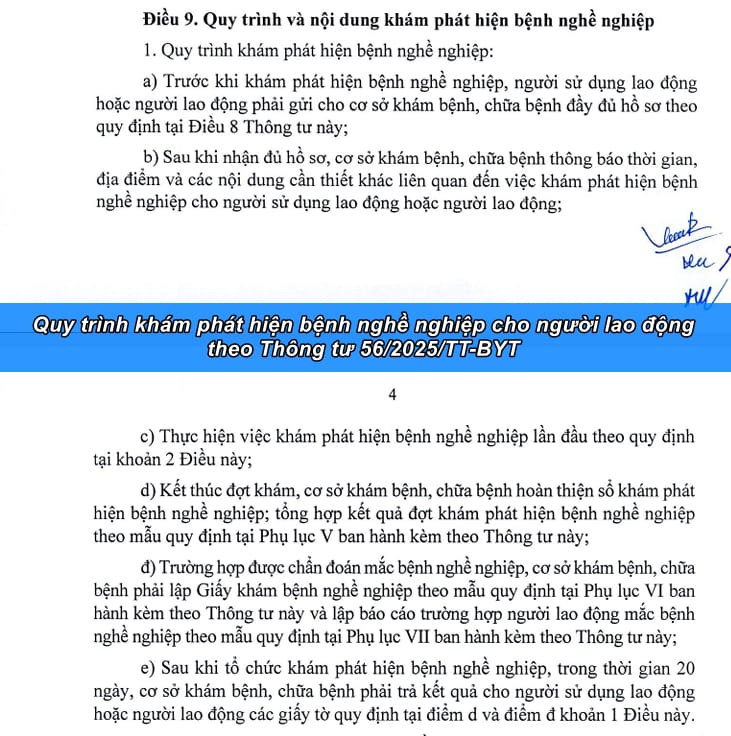 Quy trình khám phát hiện bệnh nghề nghiệp cho người lao động theo Thông tư 56/2025/TT-BYT