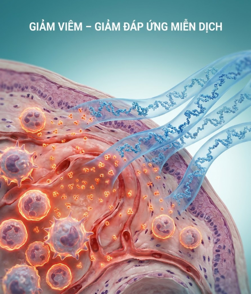 Minh họa cơ chế corticosteroid làm dịu phản ứng viêm trong cơ thể