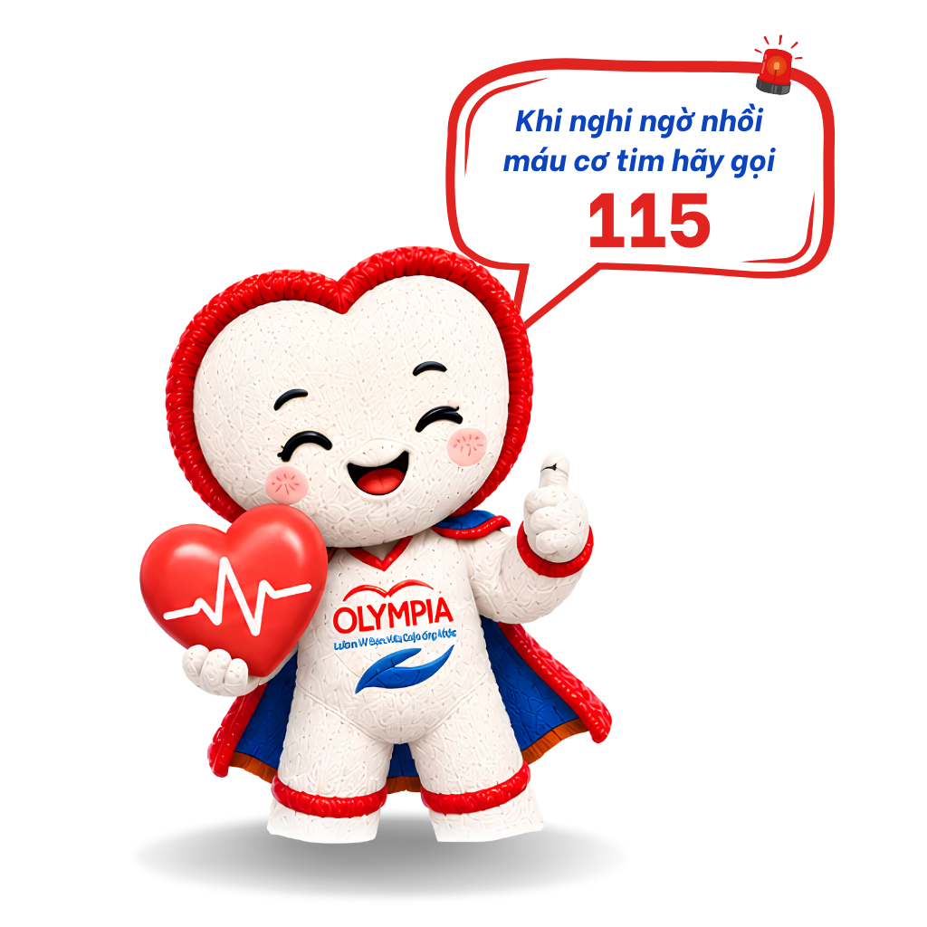 Linh vật Olympia – Khi nghi ngờ nhồi máu cơ tim, hãy gọi 115